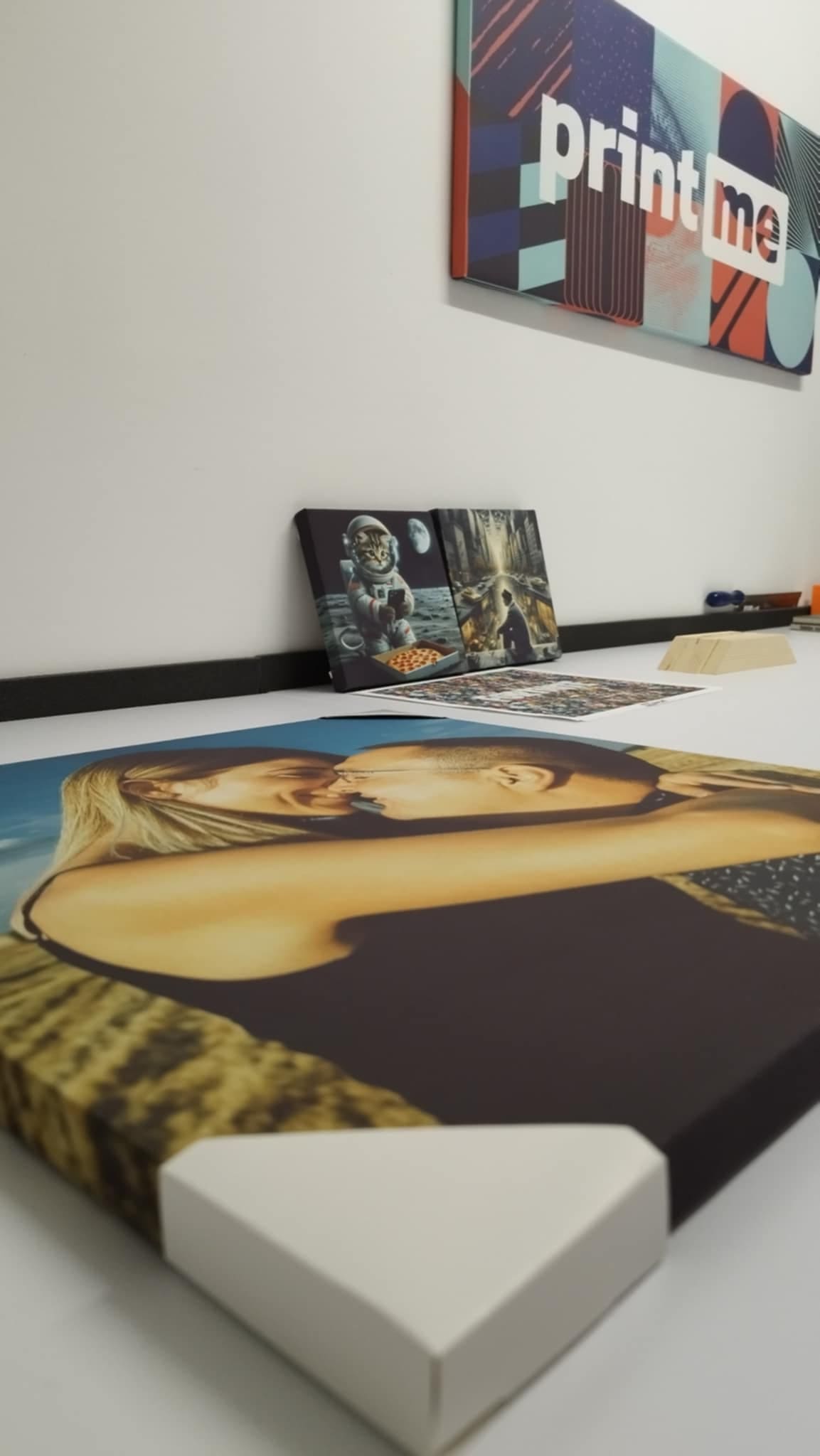 Girl and dog sunset canvas